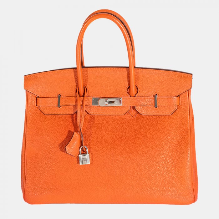 橙色皮革手提包